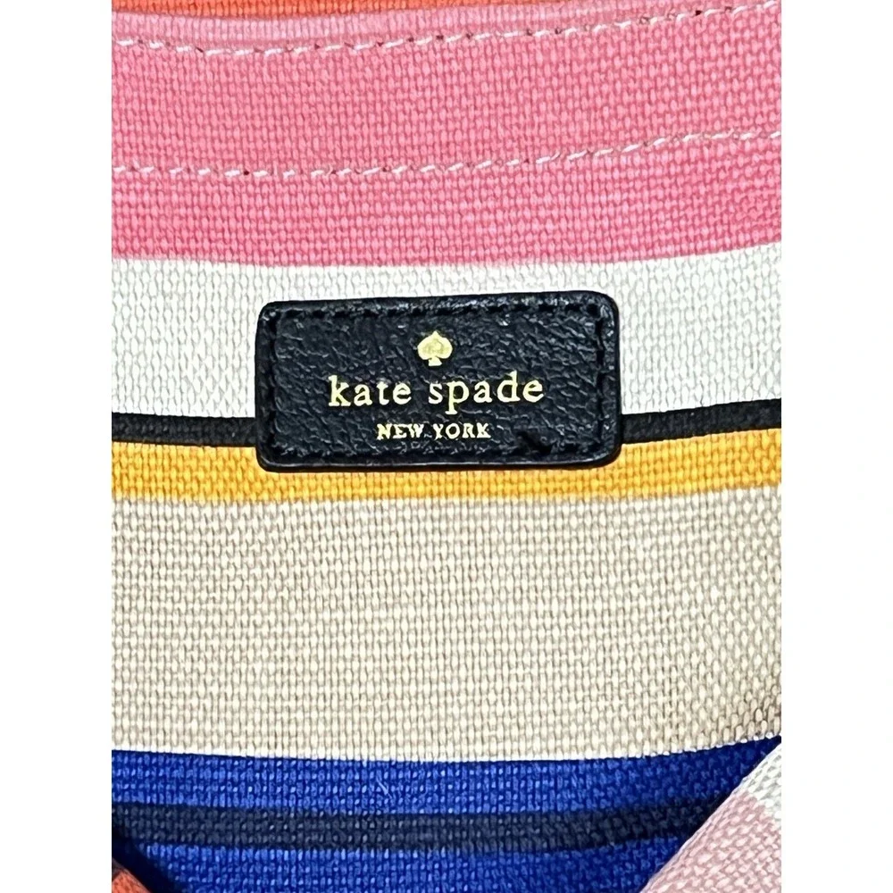 Kate Spade Tote Bag Women Large Pink Multi Stripe Good Canvas Bow Detail